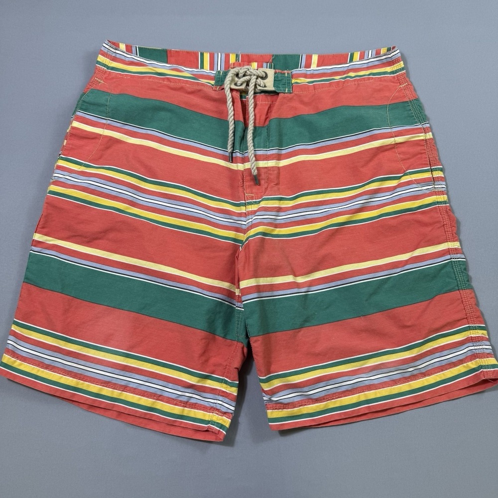 Polo Ralph Lauren Swim Trunks Mens 36 Striped Board Shorts Beach Unlined Resort